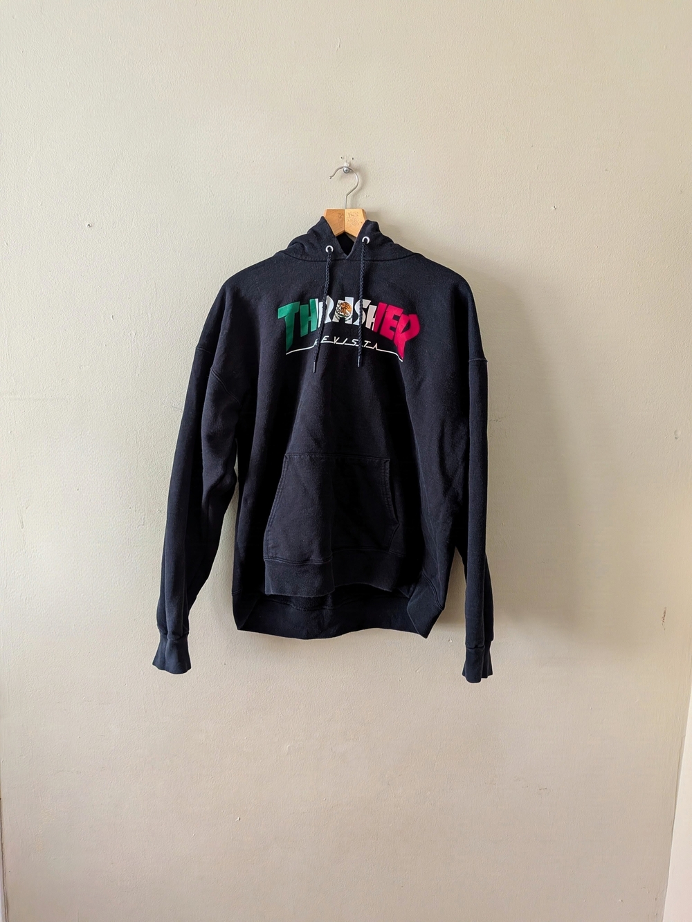 Thrasher Mexico Revista Black Pullover Hoodie with Tricolor Logo - Men